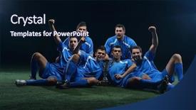  Presentation with victory team - Cool new presentation with winnerteam - soccer players team group celebrating backdrop and a wine colored foreground