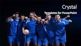 Presentation with champion - Slides having soccer players team group celebrating background and a black colored foreground