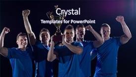  Presentation with victory team - Presentation theme with soccer players team group celebrating background and a  colored foreground