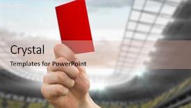  Presentation with football stadium - Slides enhanced with up red card against football background and a coral colored foreground