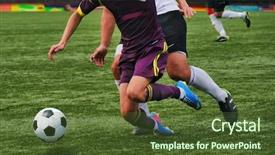  Presentation with football stadium - Audience pleasing presentation design consisting of soccer injury - information on the playing field backdrop and a tawny brown colored foreground