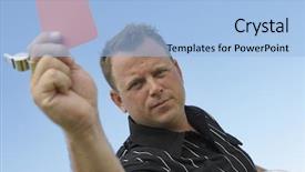  Presentation with referee - Colorful PPT layouts enhanced with soccer referee assigning red card backdrop and a light blue colored foreground