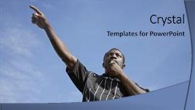  Presentation with football referee - Audience pleasing PPT theme consisting of football referees - soccer referee blowing whistle backdrop and a light blue colored foreground