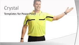  Presentation with referee - Cool new presentation theme with soccer-referee-holding-a-whistle backdrop and a white colored foreground