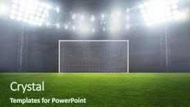  Presentation with soccer fans - PPT theme consisting of soccer rugby - stadium with fans the night background and a tawny brown colored foreground