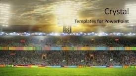  Presentation with stadium - Beautiful slide set featuring soccer rugby - stadium with fans the night backdrop and a yellow colored foreground