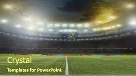  Presentation with soccer fans - Audience pleasing presentation theme consisting of soccer rugby - stadium with fans the night backdrop and a tawny brown colored foreground