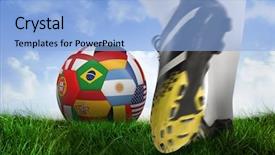  Presentation with football blue - Amazing presentation design having global shoes - close up of football boots backdrop and a light blue colored foreground