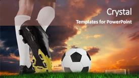  Presentation with dark blue green - Presentation design enhanced with composite image of football boot background and a violet colored foreground