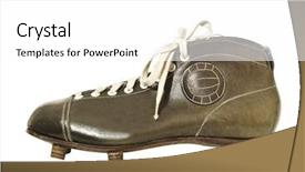  Presentation with shoe - PPT theme with old shoes - vintage football shoe isolated background and a  colored foreground