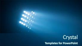  Presentation with stadium - PPT theme featuring soccer stadium lights reflectors background and a ocean colored foreground