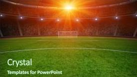  Presentation with stadium - PPT theme consisting of soccer stadium with the bright background and a tawny brown colored foreground