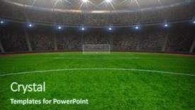  Presentation with stadium - Slides consisting of soccer stadium with the bright background and a forest green colored foreground