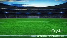  Presentation with soccer field - Presentation theme with soccer stadium with the bright background and a forest green colored foreground