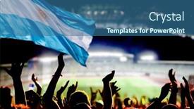  Presentation with soccer - Presentation theme consisting of soccer-supporters-and-argentina-flag background and a ocean colored foreground