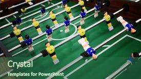  Presentation with blue yellow - Slide set featuring soccer table game with yellow background and a ocean colored foreground