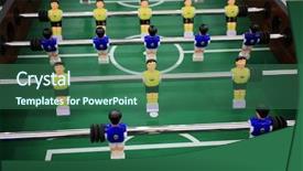  Presentation with football in yellow and blue - Slide deck enhanced with soccer table game with yellow background and a ocean colored foreground