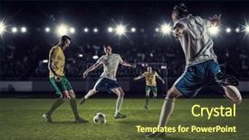  Presentation with football - Theme featuring soccer team - hot football moments background and a tawny brown colored foreground