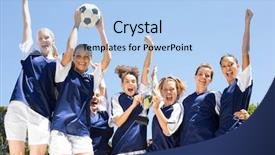  Presentation with win win - Cool new theme with soccer team - pretty football players celebrating their backdrop and a light blue colored foreground