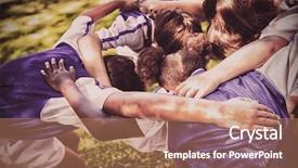  Presentation with huddle - Beautiful theme featuring soccer team forming huddle backdrop and a coral colored foreground