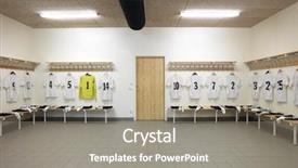  Presentation with room - Presentation theme with soccer teams dressing room background and a gray colored foreground