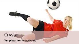  Presentation with soccer - Slide set enhanced with soccer woman isolated on white background and a soft green colored foreground