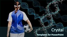  Presentation with dna black - Presentation theme consisting of spiral model - digital composite of soccer woman background and a ocean colored foreground