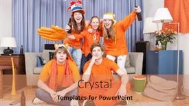  Presentation with soccer - PPT theme consisting of soccer-women-cheering-for-something background and a coral colored foreground