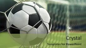  Presentation with soccer net - Presentation design consisting of soccer world cup the ball background and a yellow colored foreground