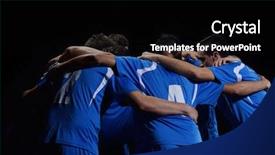  Presentation with team group yellow - PPT theme featuring soccerteam - soccer players team group isolated background and a  colored foreground