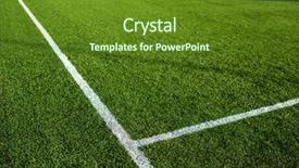  Presentation with soccer field - Amazing PPT theme having synthetic turf - soccery pitch - well cut backdrop and a tawny brown colored foreground