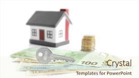  Presentation with house key - PPT theme having social adjustment - key with money and toy background and a cream colored foreground