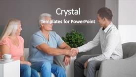  Presentation with senior couple - PPT theme having social adjustment - senior couple meeting with consultant background and a  colored foreground