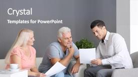 Presentation with senior couple - Theme featuring social adjustment - senior couple meeting with consultant background and a gray colored foreground