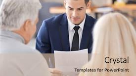  Presentation with senior couple - Amazing presentation having social adjustment - senior couple meeting with consultant backdrop and a soft green colored foreground