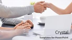  Presentation with senior couple - Presentation design consisting of social adjustment - senior couple meeting with consultant background and a lemonade colored foreground
