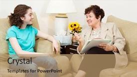  Presentation with teen girl - Presentation having social adjustment - teen girl being interviewed background and a coral colored foreground