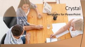  Presentation with catholic couple silhouette of young - Slides featuring social adjustment - young couple meeting with consultant background and a  colored foreground