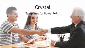  Presentation with banquet meeting - Slide deck consisting of social adjustment - young couple meeting with consultant background and a white colored foreground