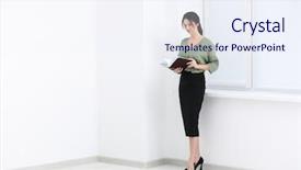  Presentation with notary - Amazing presentation theme having social adjustment - young female notary with book backdrop and a sky blue colored foreground