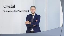  Presentation with notary - Slides having social adjustment - young male notary in office background and a  colored foreground