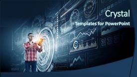  Presentation with social media - Cool new PPT theme with social ads - innovative technologies for your device backdrop and a ocean colored foreground