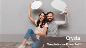  Presentation with speed camera in night - Amazing slide deck having social ads - portrait of a happy young backdrop and a gray colored foreground