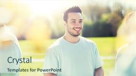  Presentation with teamwork volunteer charity help giving - Audience pleasing slide deck consisting of social ads - volunteering charity people teamwork backdrop and a soft green colored foreground