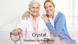  Presentation with social - Theme enhanced with social assistance - family with happy senior woman background and a soft green colored foreground