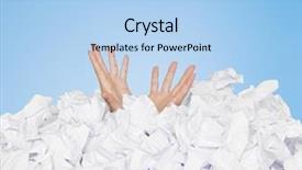  Presentation with human - Slides enhanced with social assistance - human buried in white papers background and a light blue colored foreground