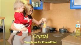  Presentation with mother and child health care - Cool new slides with social assistance - mother with child on kitchen backdrop and a tawny brown colored foreground