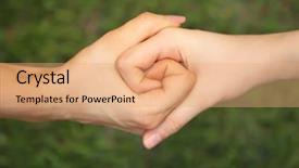  Presentation with social - Colorful PPT theme enhanced with social assistance - two coupled hands backdrop and a coral colored foreground