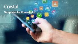  Presentation with phone - Audience pleasing PPT layouts consisting of social capital - hand using phone with bouncing backdrop and a teal colored foreground