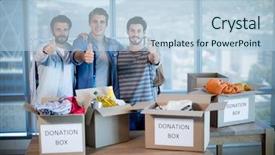  Presentation with business near shoring - Audience pleasing PPT theme consisting of social cause - creative business team standing near backdrop and a  colored foreground